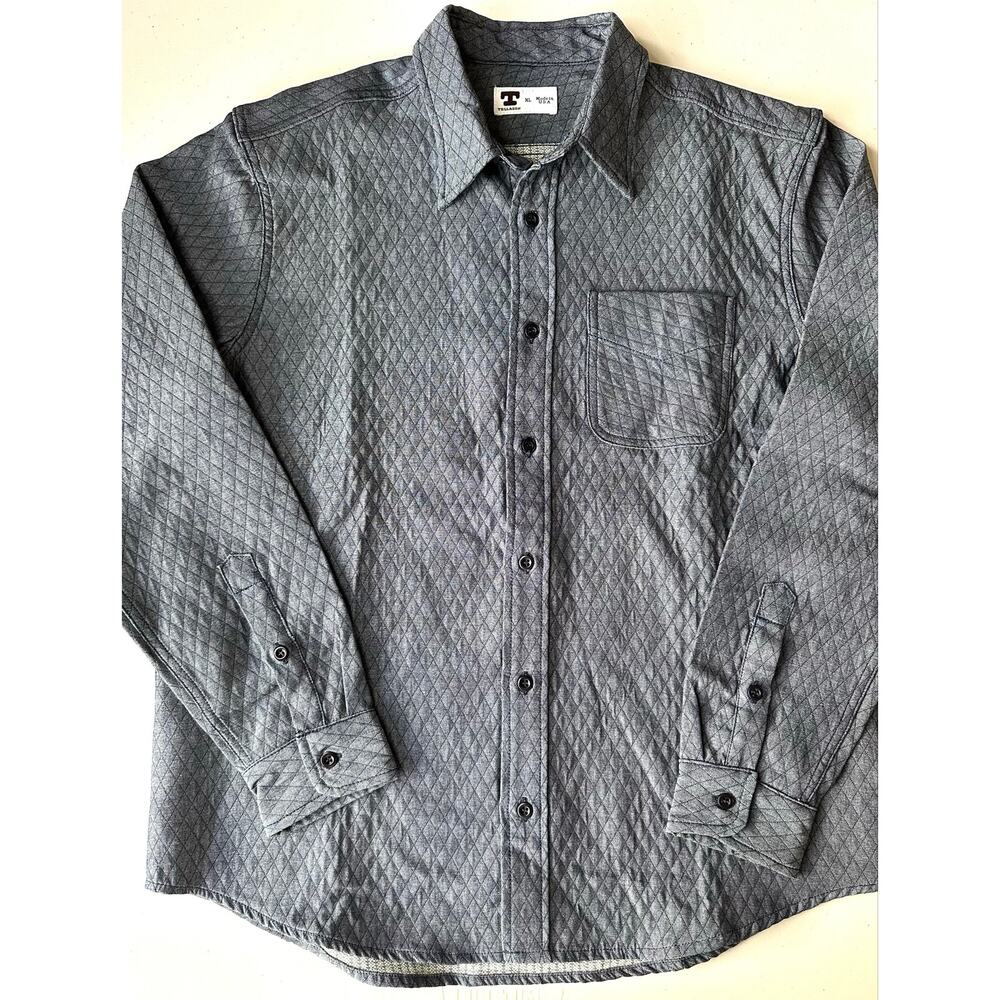 Tellason W10 Shirt Diamond Stitch Dobby Quilted Blue Gray XL Made in USA